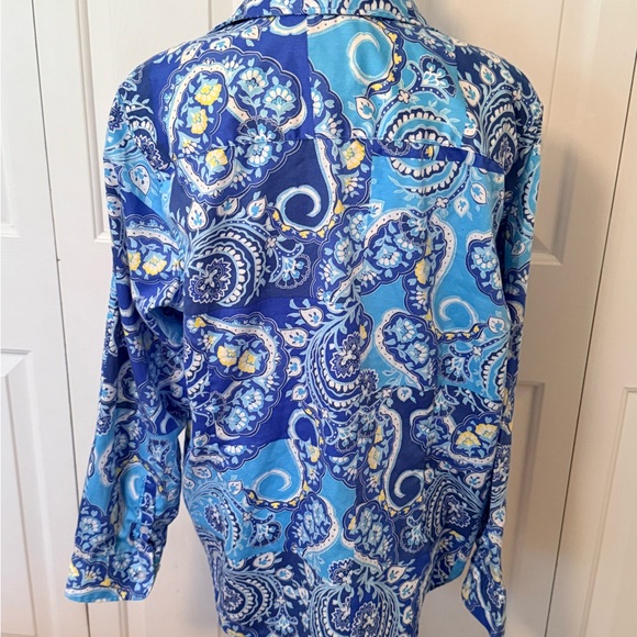 Ruby Rd. Blue and Turquoise Paisley Button-Down Shirt - Picture 2 of 12